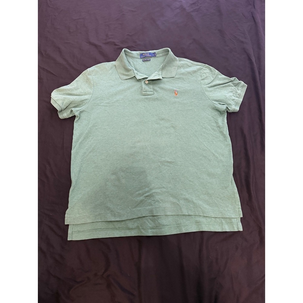 Polo Ralph Lauren Mens Pima Soft Touch Polo Shirt Sage Green Heather Large L